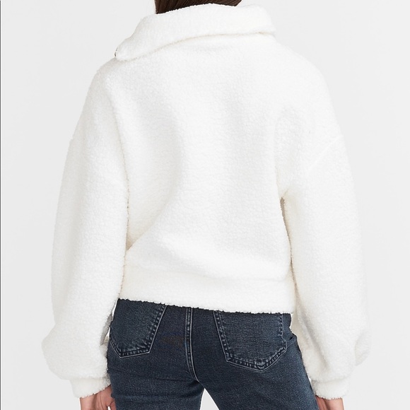 Express Cozy Asymmetrical Zip Sherpa Jacket - Picture 2 of 7